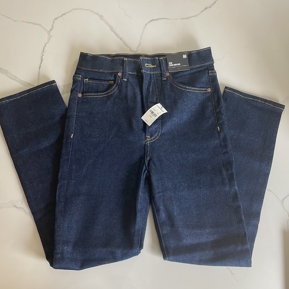 Express Super High Waisted Dark Wash Slim Jeans in Size 6R - Picture 5 of 6